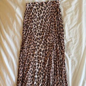 H&M Leopard Print Maxi Skirt in Brown and Black